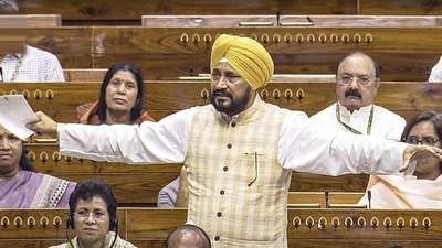 Charanjit Singh Channi speaking in the Lok Sabha during the monsoon session of Parliament. (ANI) Charanjit Singh Channi speaking in the Lok Sabha during the monsoon session of Parliament. (ANI)