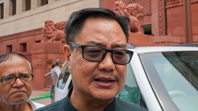 Union parliamentary affairs minister Kiren Rijiju defended BJP MP Anurag Thakur's comments about caste in the Lok Sabha. (PTI) Union parliamentary affairs minister Kiren Rijiju defended BJP MP Anurag Thakur's comments about caste in the Lok Sabha. (PTI)