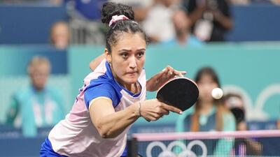 Manika Batra during the women's singles round of 16 match against Japan's Miu Hirano at the Paris Olympics on Wednesday. (PTI) Manika Batra during the women's singles round of 16 match against Japan's Miu Hirano at the Paris Olympics on Wednesday. (PTI)