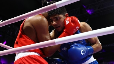 Nishant Dev secured victory against Jose Gabriel Rodriguez Tenorio in the men's 71kg round of 16. He, like Lovlona, is this one win away from securing a medal as well. (REUTERS)