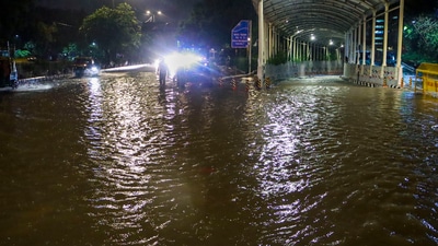 New Delhi: Waterlogging outside the Pragati Maidan Tunnel during rain, in New Delhi, Wednesday, July 31, 2024. (PTI Photo) (PTI) New Delhi: Waterlogging outside the Pragati Maidan Tunnel during rain, in New Delhi, Wednesday, July 31, 2024. (PTI Photo) (PTI)
