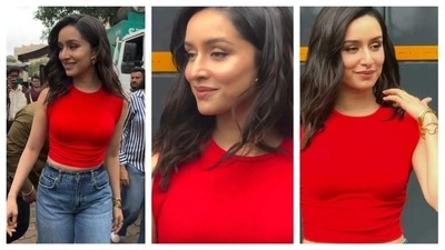 Shraddha Kapoor's streak for nailing the styling game is unmatched. She was spotted in a red, round-neck crop top. Her golden bracelets and earrings complemented the colour of her top. Finishing the look with a classic jeans, Shraddha Kapor keeps reminding us why she's an evergreen style icon. (Instagram/@instantbollywood) Shraddha Kapoor's streak for nailing the styling game is unmatched. She was spotted in a red, round-neck crop top. Her golden bracelets and earrings complemented the colour of her top. Finishing the look with a classic jeans, Shraddha Kapor keeps reminding us why she's an evergreen style icon. (Instagram/@instantbollywood)