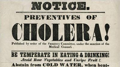 The Poona municipality placed advertisement cautioning citizens about the importance of drinking clean water to avoid cholera. Attendees of The Third International Commission on Cholera, held in Istanbul on February 13, 1866, unanimously agreed that Indians greatly contributed to the spread of the disease. (SOURCED) The Poona municipality placed advertisement cautioning citizens about the importance of drinking clean water to avoid cholera. Attendees of The Third International Commission on Cholera, held in Istanbul on February 13, 1866, unanimously agreed that Indians greatly contributed to the spread of the disease. (SOURCED)