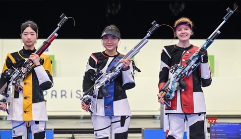 (left to right) Huang Yuting, Ban Hyojin and Switzerland’s Audrey Gogniat (left to right) Huang Yuting, Ban Hyojin and Switzerland’s Audrey Gogniat