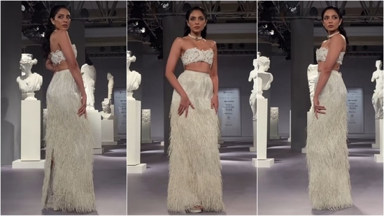 Sobhita Dhulipala's graceful presence and exquisite outfit perfectly showcased Rimzim Dadu's collection.(Instagram)