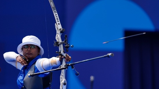 Deepika Kumari won both of her individual archery matches and is through to the round of 16. She first beat Reena Parnat of Estonia in round of 64 and then Quinty Roeffen of the Netherlands in round of 32.(AP)
