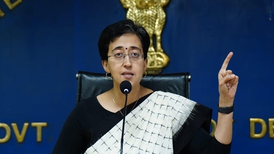 Delhi Cabinet minister Atishi during press conference in New Delhi, India, on Thursday, July 25, 2024. ( HT Photo / Hindustan Times)