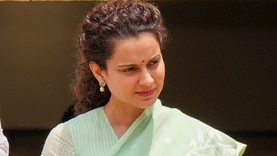File photo of BJP MP Kangana Ranaut during the Monsoon session of Parliament, in New Delhi.(PTI)