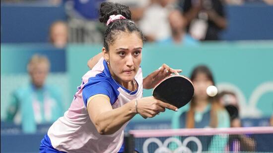 Manika Batra during the women's singles round of 16 match against Japan's Miu Hirano at the Paris Olympics on Wednesday. (PTI)