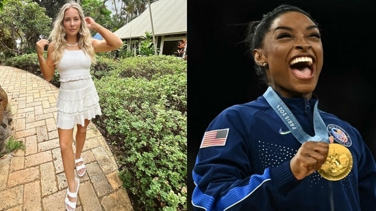 Simone Biles responded to MyKayla Skinner's past comments with her gold medal victory at the 2024 Paris Olympics.(@mykaylaskinner2016/Instagram, Photo by Lionel BONAVENTURE / AFP)