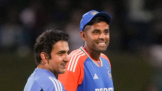 Indian head coach Gautam Gambhir and captain Suryakumar Yadav.(PTI)