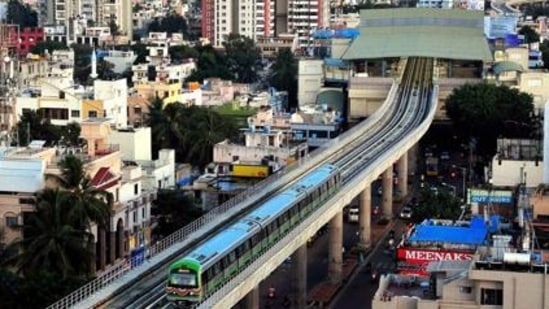 A train on the Green Line of Namma Metro in Bengaluru. (Representative image)(PTI Photo)