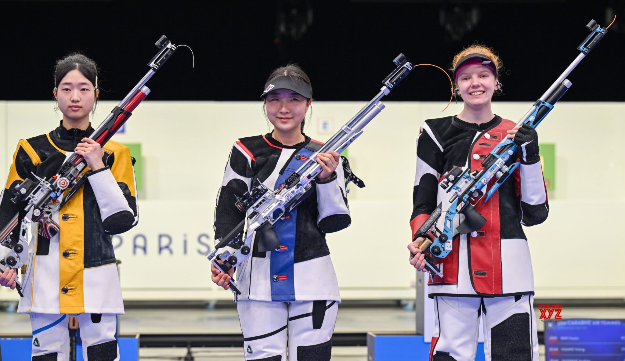 (left to right) Huang Yuting, Ban Hyojin and Switzerland’s Audrey Gogniat (left to right) Huang Yuting, Ban Hyojin and Switzerland’s Audrey Gogniat