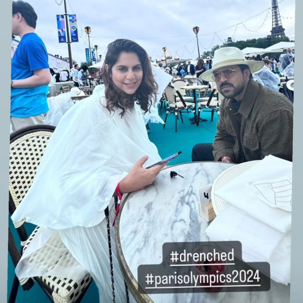 Ram Charan and Upasana shared a picture from Paris Olympics 2024.