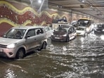 A waterlogged Pragati Maidan tunnel on Wednesday. (Sanjeev Verma/HT) A waterlogged Pragati Maidan tunnel on Wednesday. (Sanjeev Verma/HT)