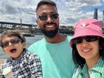 Hardik Pandya and Natasa Stankovic with their son Agastya (L); Aamir Khan and Kiran Rao with their son Azad (R)