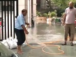 A viral video shows the Institute of Town Planners India flooded(X/ANI) A viral video shows the Institute of Town Planners India flooded(X/ANI)