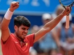 Carlos Alcaraz of Spain celebrates his victory over Tommy Paul(AP) Carlos Alcaraz of Spain celebrates his victory over Tommy Paul(AP)