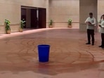 Congress MP Manickam Tagore shared video of what he claimed rainwater leakage in Parliament lobby. Congress MP Manickam Tagore shared video of what he claimed rainwater leakage in Parliament lobby.