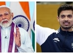Prime Minister Narendra Modi and shooter Swapnil Kusale. Prime Minister Narendra Modi and shooter Swapnil Kusale.