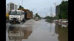 A waterlogged road in Sector 66 of Gurugram on Thursday. (Parveen Kumar/HT) A waterlogged road in Sector 66 of Gurugram on Thursday. (Parveen Kumar/HT)
