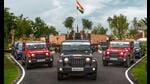 The Mahindra SUVs had driven from Tezpur in the east, Tanot in the West, and Kochi in the South. The Mahindra SUVs had driven from Tezpur in the east, Tanot in the West, and Kochi in the South.