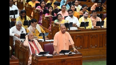 Chief minister Yogi Adityanath at UP assembly in Lucknow on Thursday (Deepak Gupta/HT) Chief minister Yogi Adityanath at UP assembly in Lucknow on Thursday (Deepak Gupta/HT)