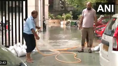 A viral video shows the Institute of Town Planners India flooded (X/ANI) A viral video shows the Institute of Town Planners India flooded (X/ANI)