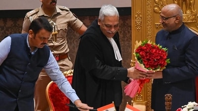 Mumbai, India - July 31, 2024: CP Radhakrishnan was sworn in as the Governor of Maharashtra on Wednesday at Raj Bhvan in Mumbai. Radhakrishnan was administered the oath of office and secrecy by Bombay High Court Chief Justice Devendra Kumar Upadhyaya. Chief Minister Eknath Shinde, Deputy Chief Minister Devendra Fadnavis, Ajit Pawar and other ministers were present at the Raj Bhavan ceremony. (Photo by Raju Shinde/ Hindustan Times) (Hindustan Times) Mumbai, India - July 31, 2024: CP Radhakrishnan was sworn in as the Governor of Maharashtra on Wednesday at Raj Bhvan in Mumbai. Radhakrishnan was administered the oath of office and secrecy by Bombay High Court Chief Justice Devendra Kumar Upadhyaya. Chief Minister Eknath Shinde, Deputy Chief Minister Devendra Fadnavis, Ajit Pawar and other ministers were present at the Raj Bhavan ceremony. (Photo by Raju Shinde/ Hindustan Times) (Hindustan Times)