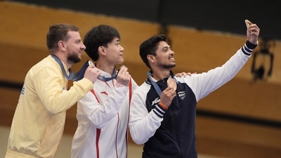 He then shot 10.5, 9.4 and 9.9 with his next three shots to hold his position in the top three and confirmed a medal. It is the first time that three medals have come for India from the same sport at the Olympics.&nbsp; (REUTERS)