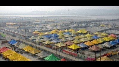 Tent city in Prayagraj. (HT File) Tent city in Prayagraj. (HT File)