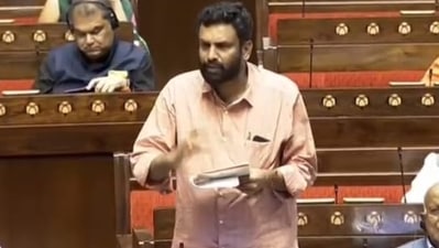CPI Rajya Sabha MP Sandosh Kumar during this year's Monsoon session in Rajya Sabha. (Sansad TV)