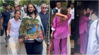 Radhika Merchant with Anant Ambani, Nita Ambani, and Mukesh Ambani in Paris. (Instagram ) Radhika Merchant with Anant Ambani, Nita Ambani, and Mukesh Ambani in Paris. (Instagram )
