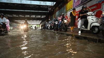 Several low-lying streches of road was water logged after an hour of rain on Wednesday evening. Public Works Department reportedly received over 110 calls related to water logging since the rains began. ((Photo by Sunil Ghosh / Hindustan Times)) Several low-lying streches of road was water logged after an hour of rain on Wednesday evening. Public Works Department reportedly received over 110 calls related to water logging since the rains began. ((Photo by Sunil Ghosh / Hindustan Times))