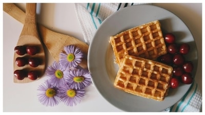 The waffle batter can be prepared with healthier ingredients. The waffle batter can be prepared with healthier ingredients.