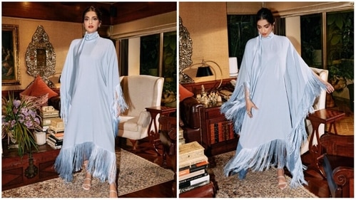 Sonam Kapoor's satin fringed kaftan is a perfect party outfit. (Instagram/@rheakapoor)