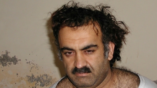 FILE- Khalid Sheikh Mohammed, the alleged Sept. 11 mastermind, is seen shortly after his capture during a raid in Pakistan Saturday March 1, 2003 in this photo obtained by the Associated Press. The man accused of being the main plotter in al-Qaeda's Sept. 11, 2001 attacks has agreed to plead guilty, The Defense Department said Wednesday. AP/PTI(AP08_01_2024_000053A)(ASSOCIATED PRESS)