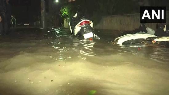 Visuals of waterlogged Delhi after a spell of record rainfall.(X/ANI)