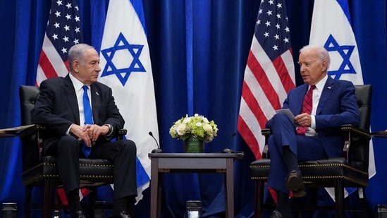 Joe Biden and Benjamin Netanyahu will hold phone call on Thursday, This comes after Israeli military claimed that Mohammed Deif was killed in a strike on Khan Younis on July 13.(REUTERS)