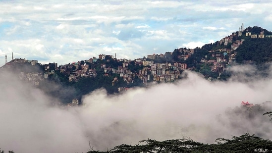 Shimla: Low clouds cover the mountains after rainfall, in Shimla. Shimla to get India’s largest urban ropeway, second largest globally (PTI Photo)