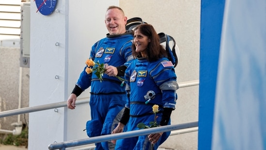 NASA astronauts Butch Wilmore and Sunita Williams walk at NASA's Kennedy Space Center, ahead of Boeing's Starliner-1 Crew Flight Test (CFT) mission on a United Launch Alliance Atlas V rocket to the International Space Station, in Cape Canaveral, Florida, U.S., June 5, 2024. (REUTERS / Joe Skipper)