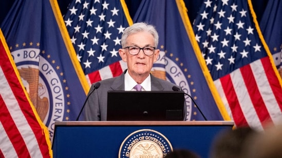 US Federal Reserve Chairman Jerome Powell speaks at a news conference.(AFP)