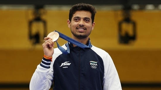 Swapnil Kusale is India's third medal winner at the Paris Olympics 2024.(Getty)