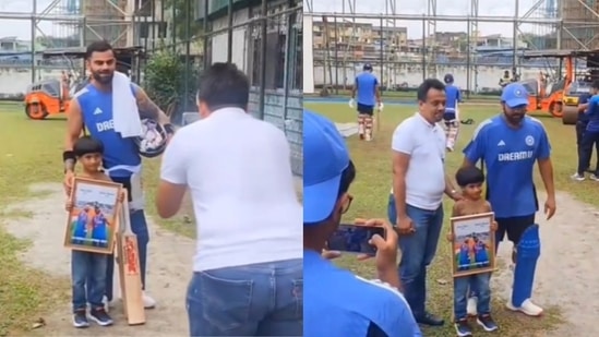 Virat Kohli, Rohit Sharma post with a young fan.