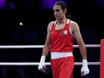 Algeria's Imane Khelif walks in the ring after fighting Italy's Angela Carini in their women's 66kg preliminary boxing match at the 2024 Summer Olympics