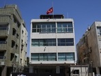 A flag flies at half-mast at the Turkey embassy in response to the killing of Hamas political leader Ismail Haniyeh, in Tel Aviv, Israel, August 2, 2024. REUTERS/Ricardo Moraes