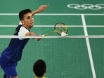 Lakshya Sen of India in action during the match against Chou Tien-chen of Chinese Taipei