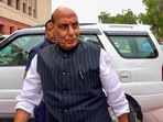 Defence minister Rajnath Singh arrives at the Parliament House complex during the first session of the 18th Lok Sabha.(PTI) Defence minister Rajnath Singh arrives at the Parliament House complex during the first session of the 18th Lok Sabha.(PTI)
