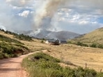 Smoke rises from the Stone Canyon fire near Lyons, Boulder County, Colorado, U.S., July 30, 2024, in this screengrab taken from a handout video. Colorado Parks and Wildlife/Handout via REUTERS