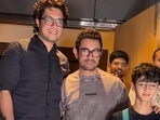 Junaid Khan, Aamir Khan, and Azad Khan clicked posing together at an event Junaid Khan, Aamir Khan, and Azad Khan clicked posing together at an event